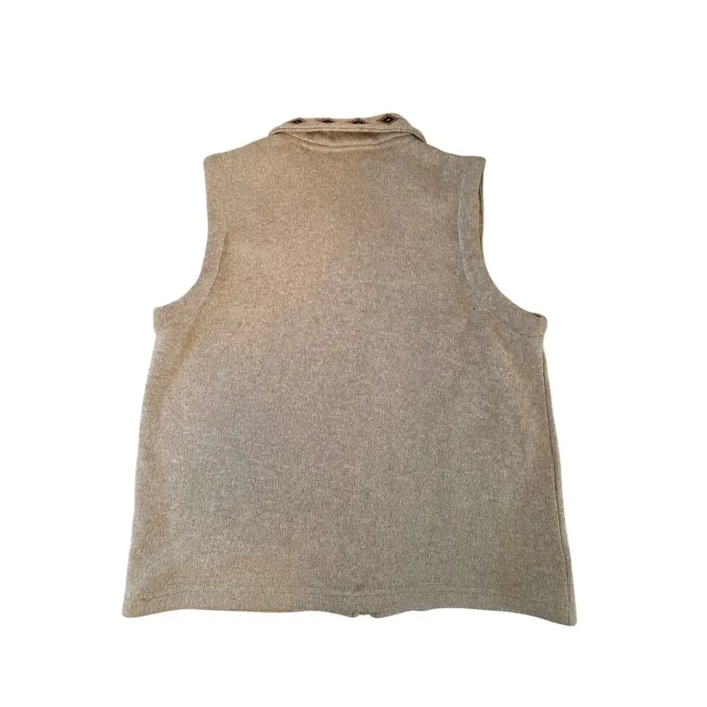 Blair y2k Giraffe Full Zip Knit Tan Embroidered Applique Sweater Vest Womens M - Picture 2 of 7